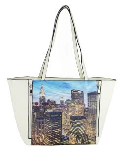 Large Tote Womens New York Magazine Purse Handbag A81053 -4 WHITE